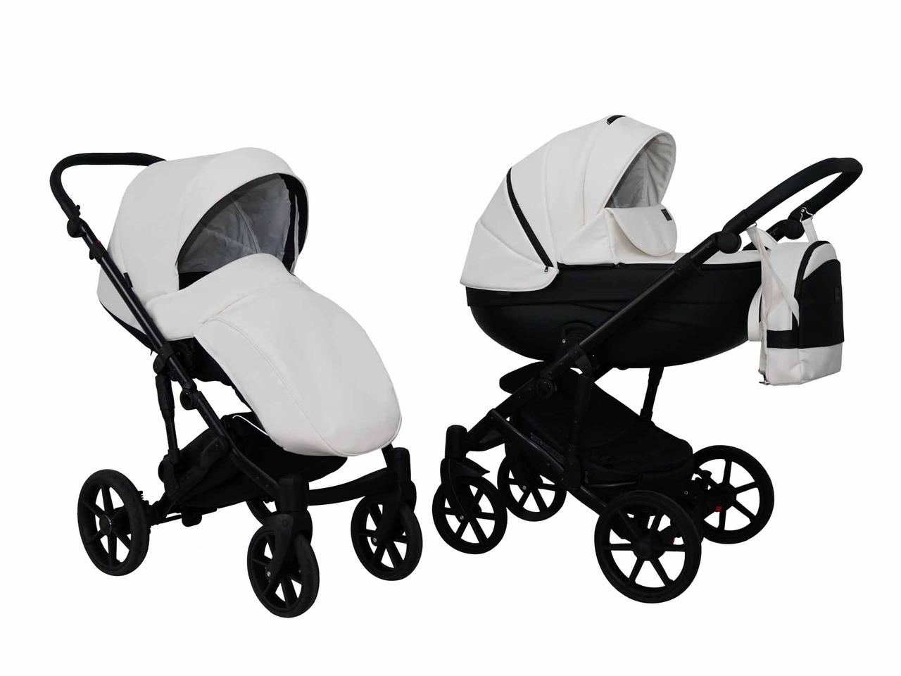 Коляска 2 в 1 Mikrus Viva Sport 10 біла шкіра, фото 1