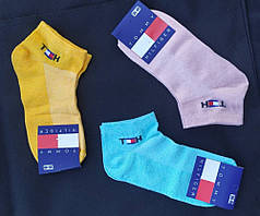 Набір шкарпеток Tommy Hilfiger (3 шт.) короткі сітка бавовна розмір 36-40 мікс (жовті, бірюзові, бежеві)