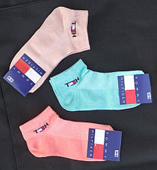 Набір шкарпеток Tommy Hilfiger (3 шт.) короткі сітка бавовна розмір 36-40 мікс (рожеві, бірюзові, бежеві)