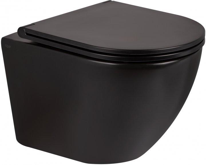 Унітаз Qtap Robin QT1333046ERMB з сидінням Slim Soft Close чорний матовий