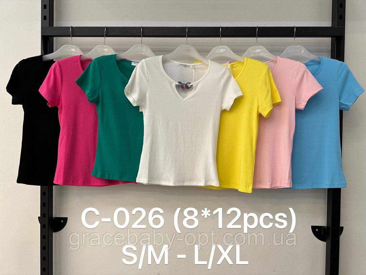 Футболка жіноча оптом, S/M-L/XL pp, № C-026