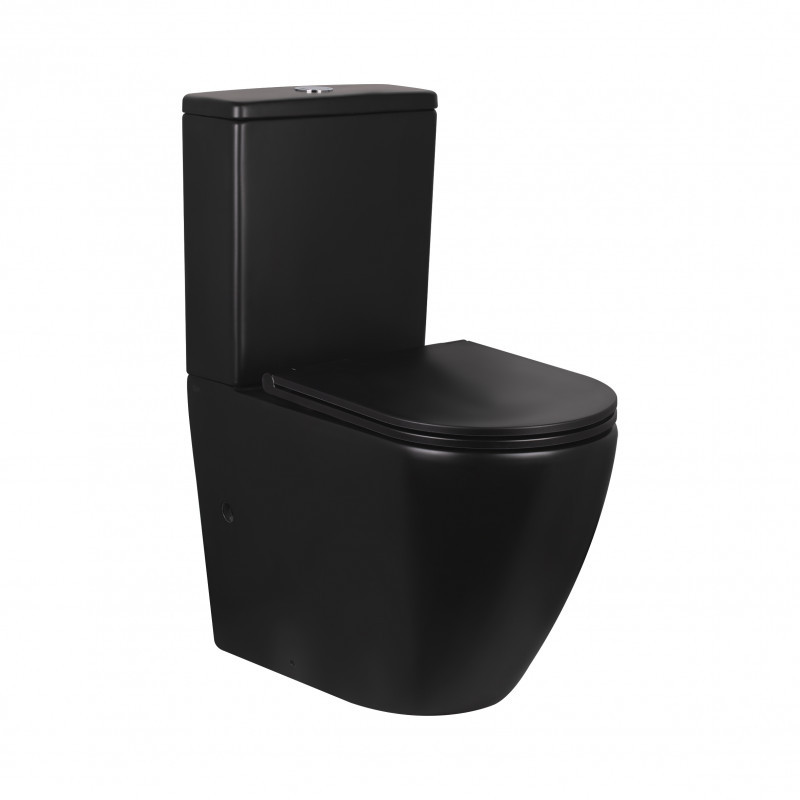 Унітаз-компакт Qtap Robin QT13222141ARMB безобідковий із сидінням Soft-close чорний матовий