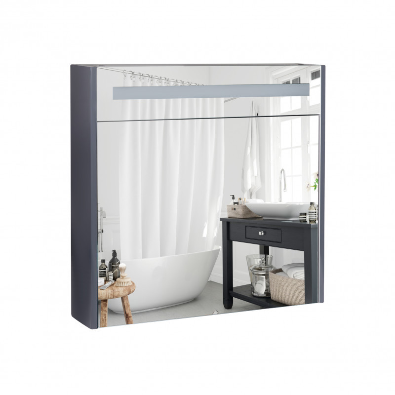 Дзеркальна шафа підвісна Qtap 800х730х145 Robin Graphite QT1377ZP8002G з LED-підсвічуванням