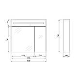 Дзеркальна шафа підвісна Qtap 800х730х145 Robin Graphite QT1377ZP8002G з LED-підсвічуванням, фото 3