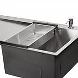 Набір 3 в 1 Qtap кухонна мийка DK6845R 3.0/1.2 мм Satin + сушарка + дозатор для мийного засобу, фото 4