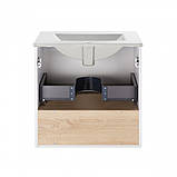 Тумба підвісна + раковина Qtap Robin QT1372TPВ8001WWO 800х580х437 білий/дуб, фото 6