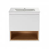 Тумба підвісна + раковина Qtap Robin QT1372TPВ8001WWO 800х580х437 білий/дуб, фото 9