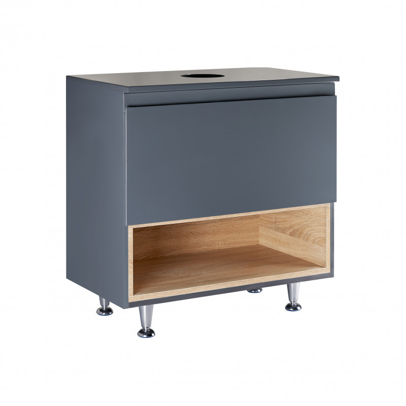 Підлогова Тумба Qtap Robin QT1380TNН6002GWO 60 см Graphite/Whitish oak зі стільницею