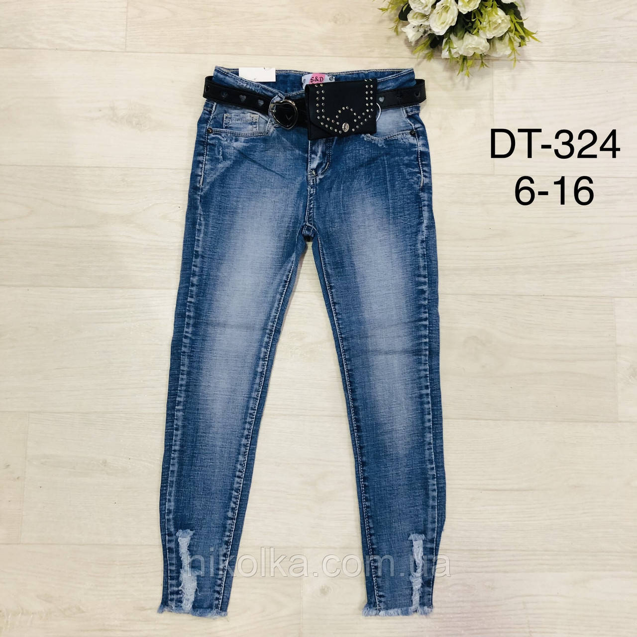 Джинси для дівчаток оптом, S&D, 6-16 років, арт. DT-324, фото 1