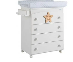 Комод з пеленальним столиком і ванночкою Micuna B-970 BABY STAR White Natural білий
