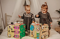 Бізікуб для дитини дерев'яний 30х30х30 см натуральний, фото 8