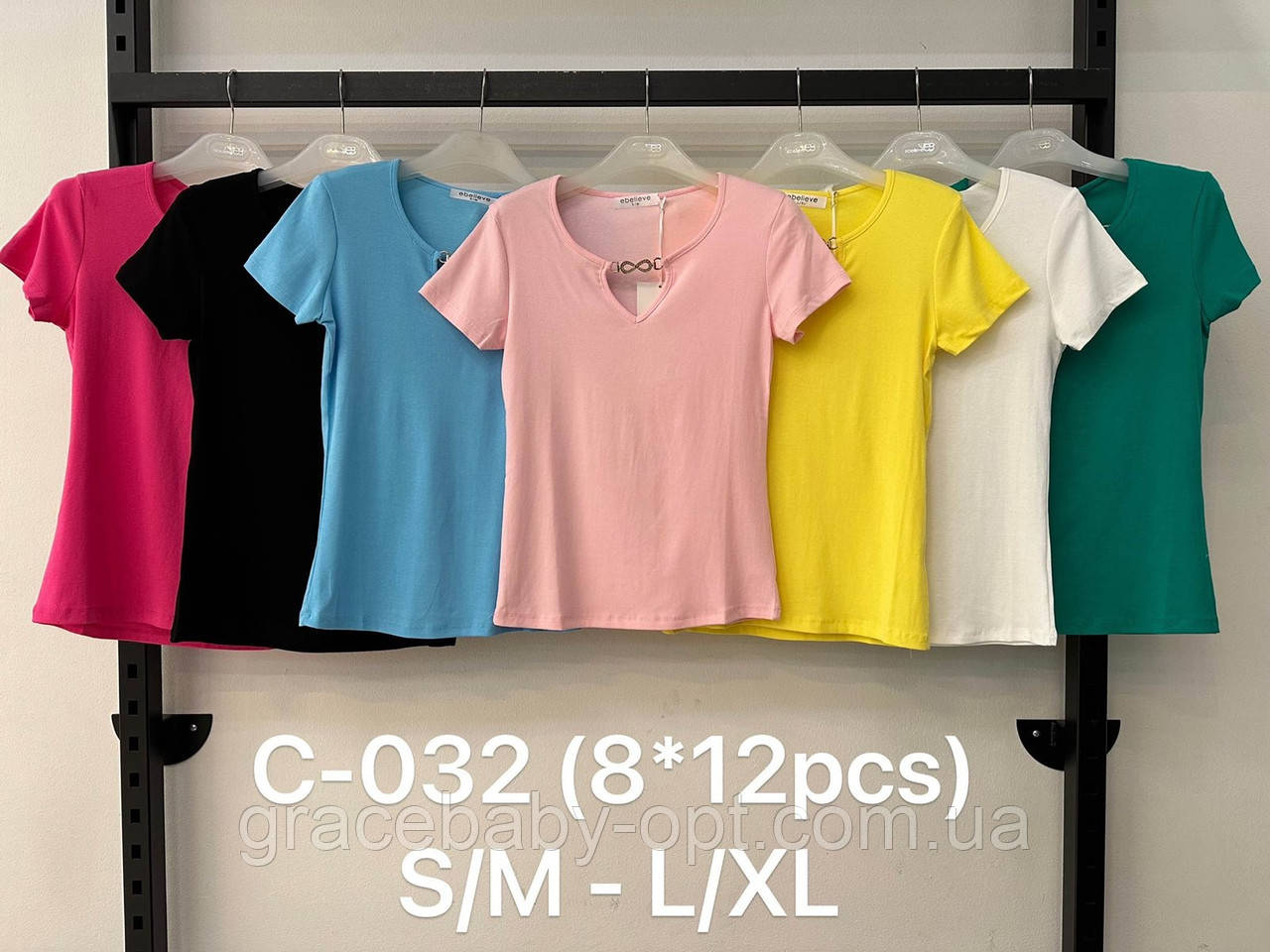 Футболка жіноча оптом, S/M-L/XL pp, № C-032