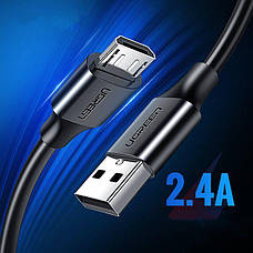 Кабель для зарядки телефона/ смартфона UGREEN US289 USB - Micro USB 2.4 А 1.5 м Чорний (6689259), фото 4
