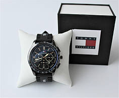 Чоловічий стильний наручний годинник Tommy Hilfiger чорний