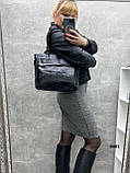 Чорна стильна велика жіноча сумка формата А4 з гаманцем у комплекті (0401), фото 9