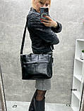 Чорна стильна велика жіноча сумка формата А4 з гаманцем у комплекті (0401), фото 10