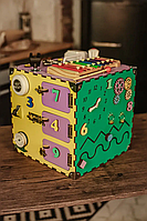 Бізікуб розвиваюча іграшка дерев'яний 30х30х30 см різнобарвний, фото 7