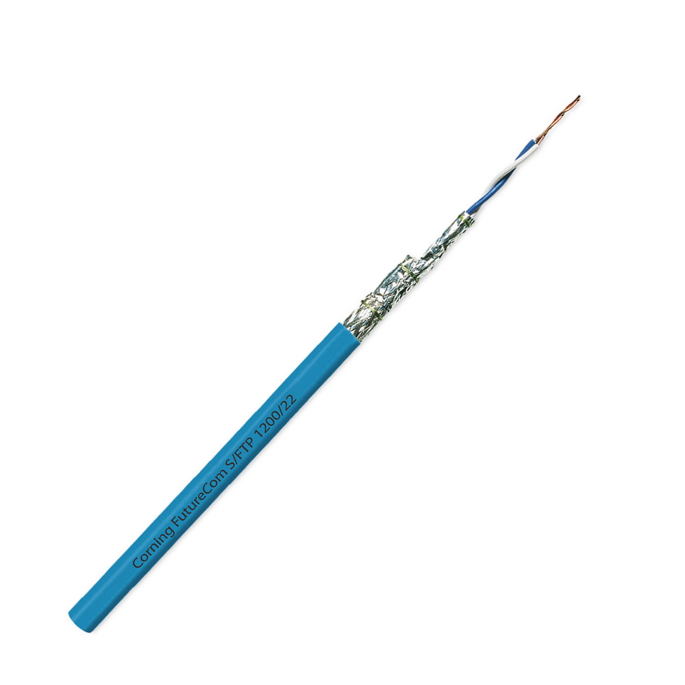 Кабель S/FTP 1200/22s 4P FutureCom, кат. 7А, LSZH, FRNC (Dca), синій, 1000 м, Corning