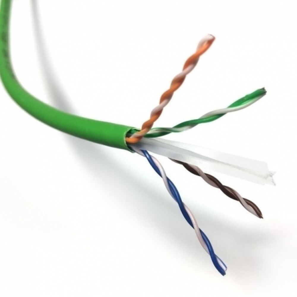 Кабель U/UTP 550/24, кат. 6A, AWG 24, LSZH (Cca), зелений, 500м, Corning