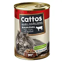 Полноценный влажный корм для взрослых кошек Cattos marhaval 415 гр (из говядины)