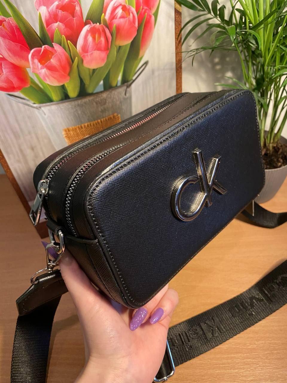 Жіноча сумка Calvin Klein, тканинний ремінь, чорна 21*13*8 см, 931361, фото 1