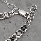 Срібний браслет жіночий арабка з чорно-білими камінчиками. Регульований браслетик, фото 7