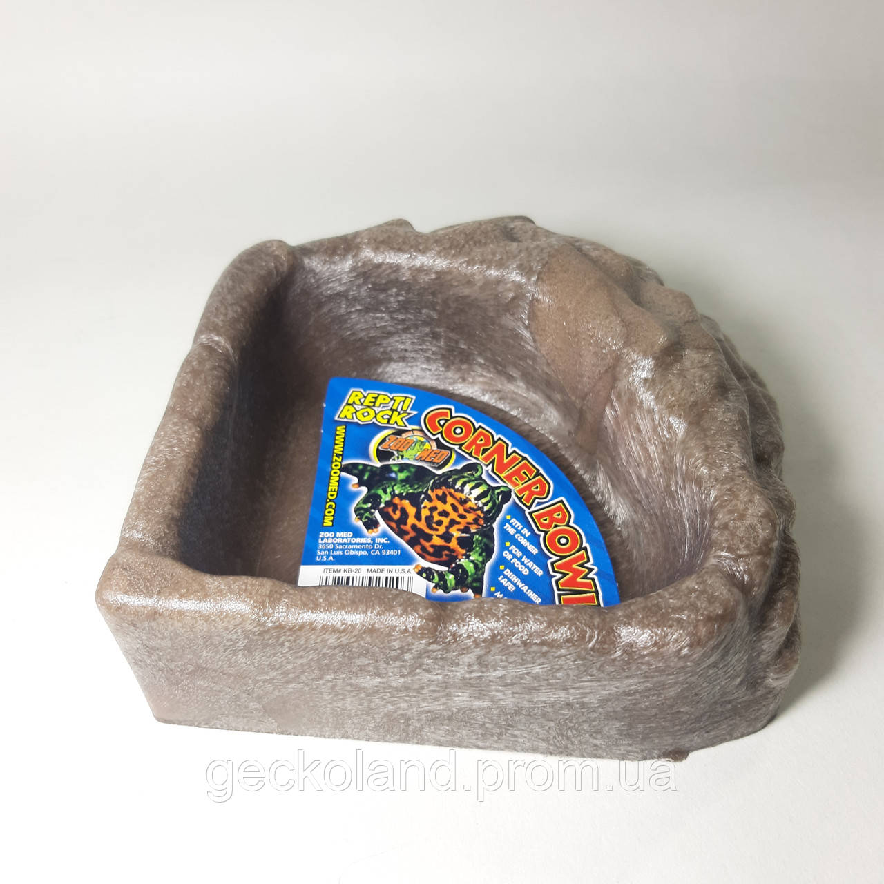 Угловая Поилка-кормушка S для рептилий Zoo Med Repti Rock Water Dish коричневая - фото 2 - id-p1794225395