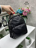 Чорний - стильний рюкзачок ніжного кольору на блискавці з великою кишенею спереду (0402), фото 2