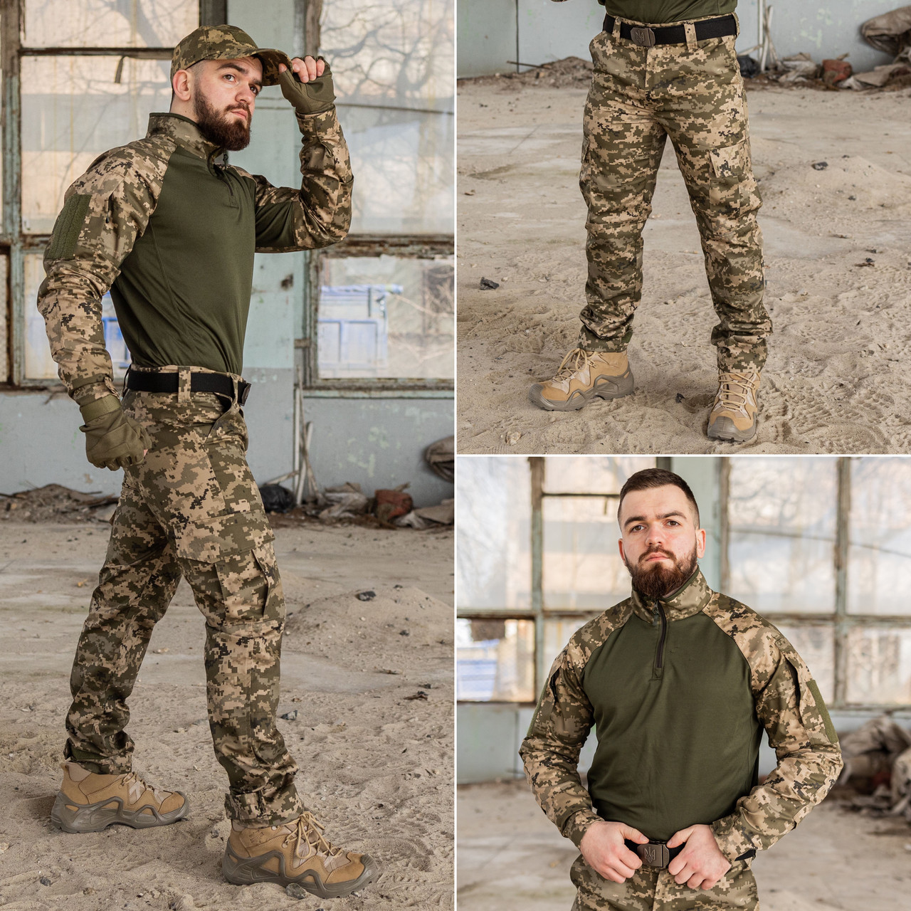 Тактичний костюм 2 в 1 (Сорочка Ubacs/Убакс + штани Grifon) піксель ЗСУ ріп-стоп (вафелька)