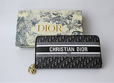 Жіночий місткий гаманець Christian Dior сіро-чорний