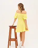 Жовте коротке плаття з рукавами-ліхтариками, фото 3