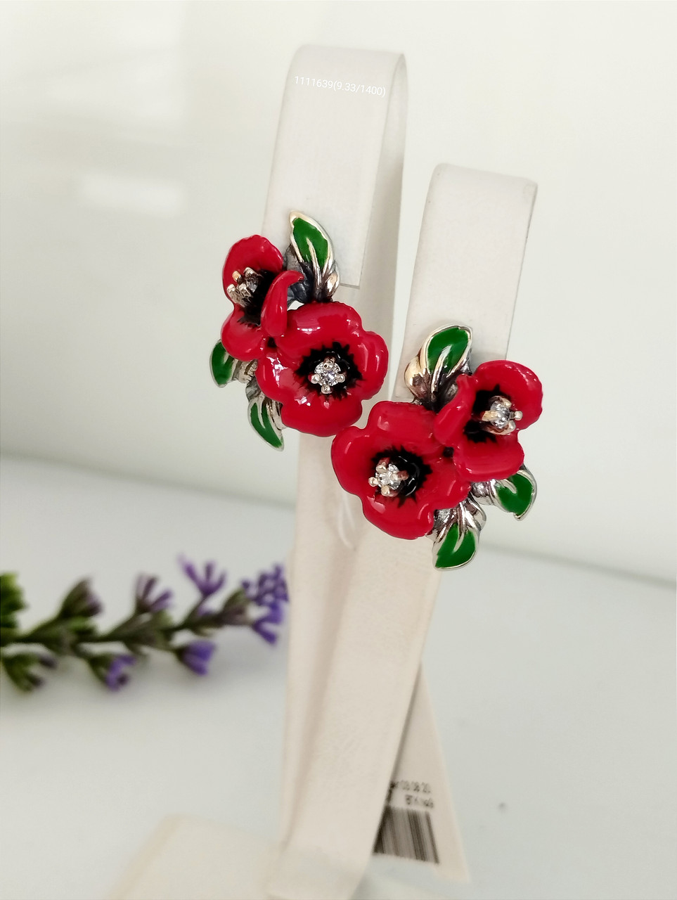 Срібні сережки маки з емаллю, патріотичні прикраси стильні прикраси серебряные серьги маки