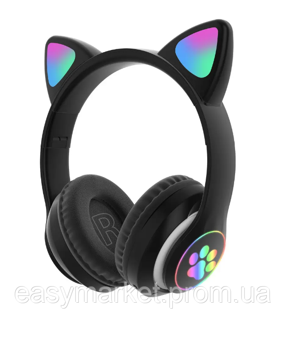 Бездротові навушники з котячими вушками, Ігрові Блютуз навушники з вушками з мікрофоном і RGB-підсвіткою