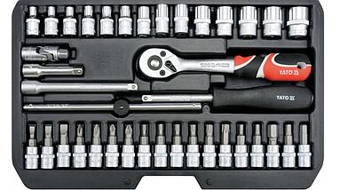 Набір інструментів торцеві ключі та насадки з тріскачкою Yato YT-14471 38 ел., фото 3