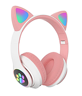 Дитячі бездротові навушники з котячими вушками, з LED-підсвіткою, Радіо AUX Мікрофон Котячі вуха навушники