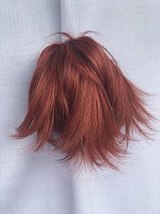 Хвіст шиньйон на крабі Karina короткий штучний волос ріжки мідно-червоний
