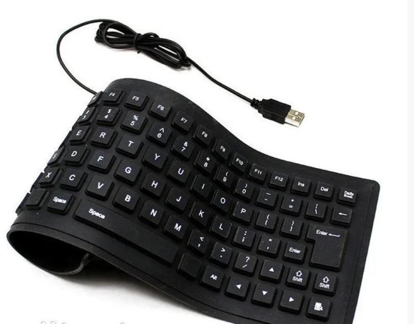 Клавиатура силиконовая USB X3 6966 гибкая тихая черная - фото 1 - id-p1220460717