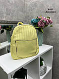 Лимонний - молодіжний жіночий рюкзак на 2 окремих відділення на блискавці, можна носити сумкою (0403), фото 2
