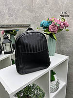 Черный молодежный женский рюкзак на 2 отделения на молнии, можно носить сумкой (0403)