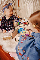 Бізікуб іграшка для дітей 23х23х23 см натуральний, фото 5