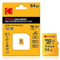 Карта пам'яті MicroSD Kodak 64Gb U3 UHS-L V30 A1 Class 10 Memory Card MicroSDXC (Up to 100MB/s)