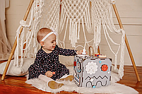 Бізікуб бізіборд бізібудинок дерев'яний 23х23х23 см сірий, фото 4