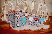 Бізікуб бізіборд бізібудинок дерев'яний 23х23х23 см сірий, фото 5