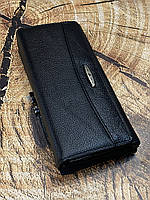 Кожаный женский кошелёк. Черного цвета