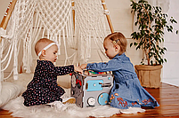 Бізікуб бізіборд бізібудинок дерев'яний 23х23х23 см сірий, фото 6