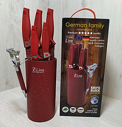 Набір кухонних ножів 7 предметів German Family GF-S22/Куховані ножі в підставці