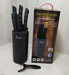 Набір кухонних ножів 7 предметів German Family GF-S27/ Кухонні ножі в підставці