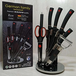 Набір кухонних ножів 8 предметів German Family GF-S02 / Кухонні ножі на крутній підставці