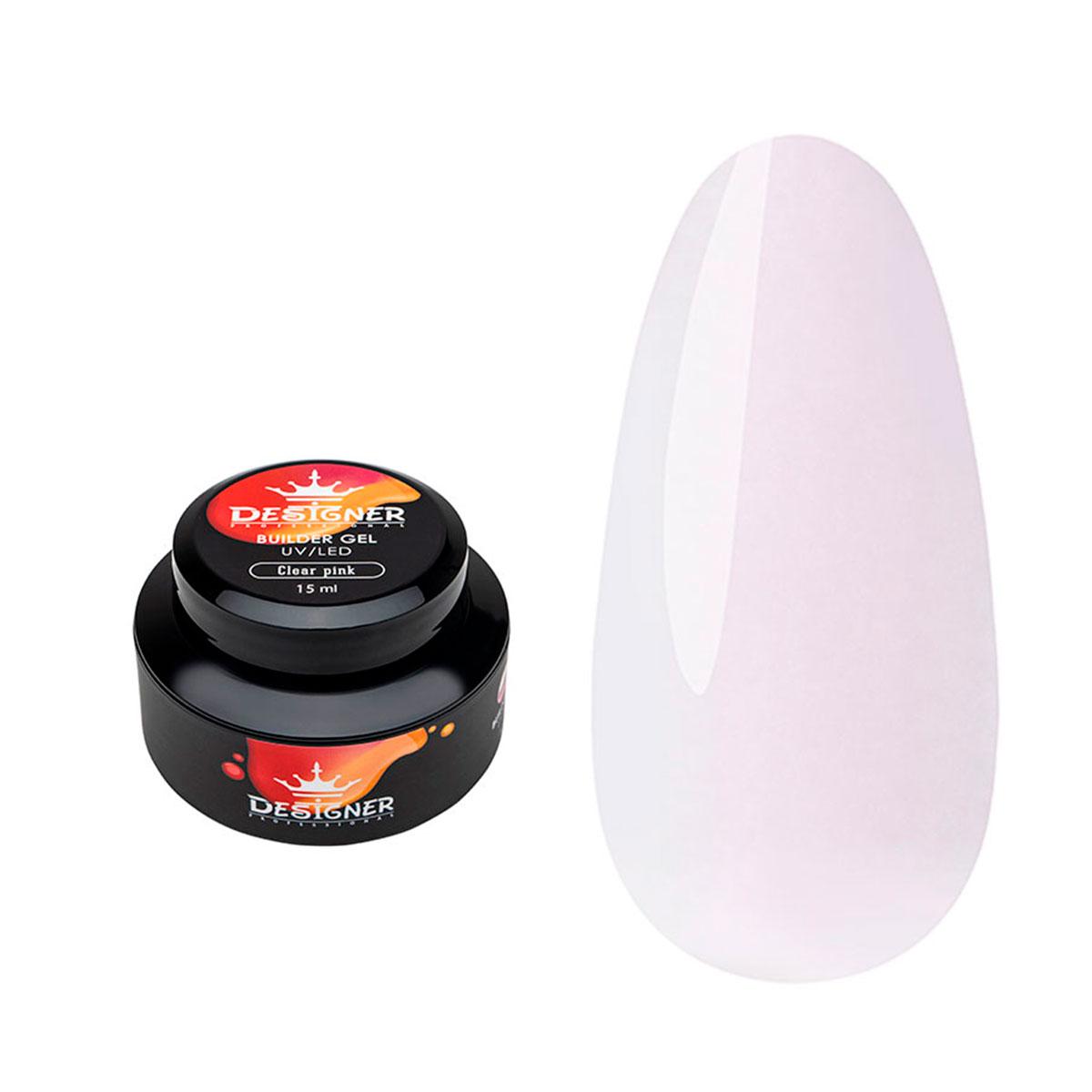 Гель для нарощування Designer Builder Gel Clear Pink, 15 мл