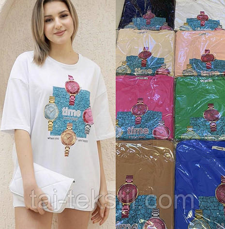 Стильна жіноча футболка OVERSIZE якість коттон 100% ,кольори різні Туреччина, фото 2